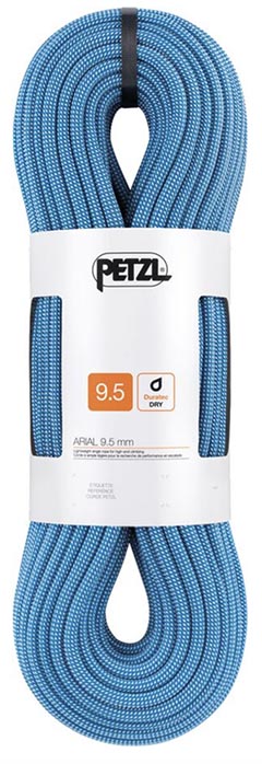 Petzl Arial Dry 9.5 climbing rope blue